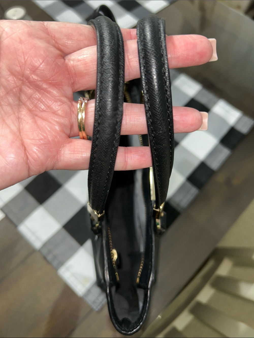 Coach Black Leather Small Tote with Gold Accents - Picture 8 of 9